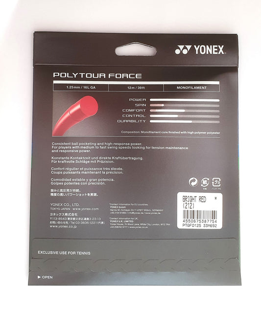 Yonex Poly Tour Force 1,25 mm Tennissaite 12m Set Rot