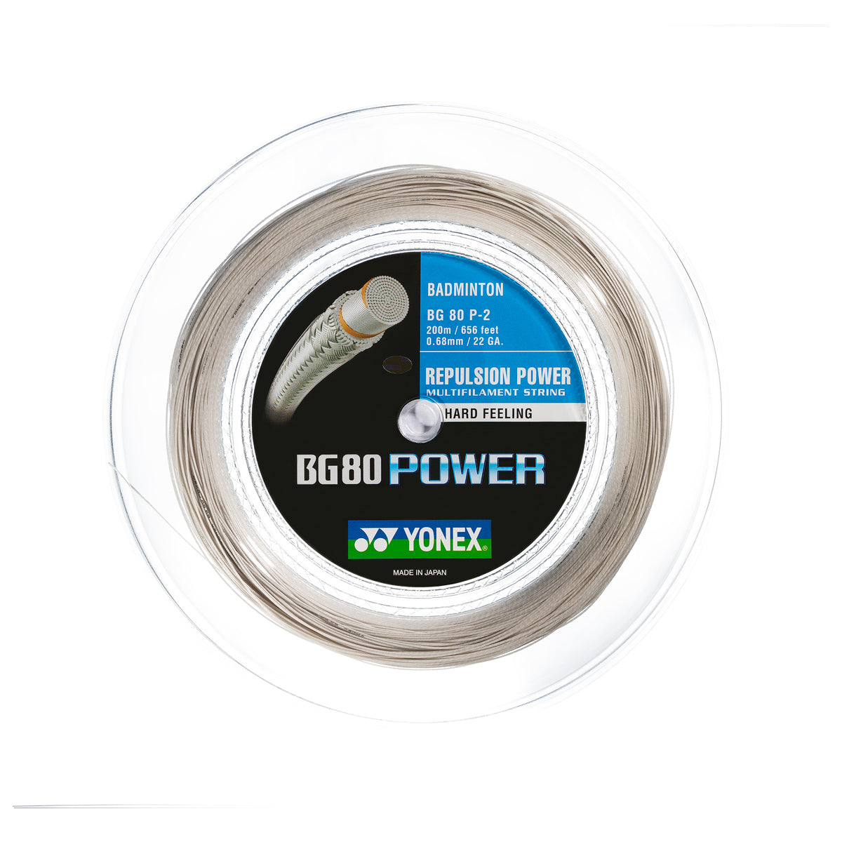 Yonex BG80 Power Badmintonsaite 200 m Rolle Weiss