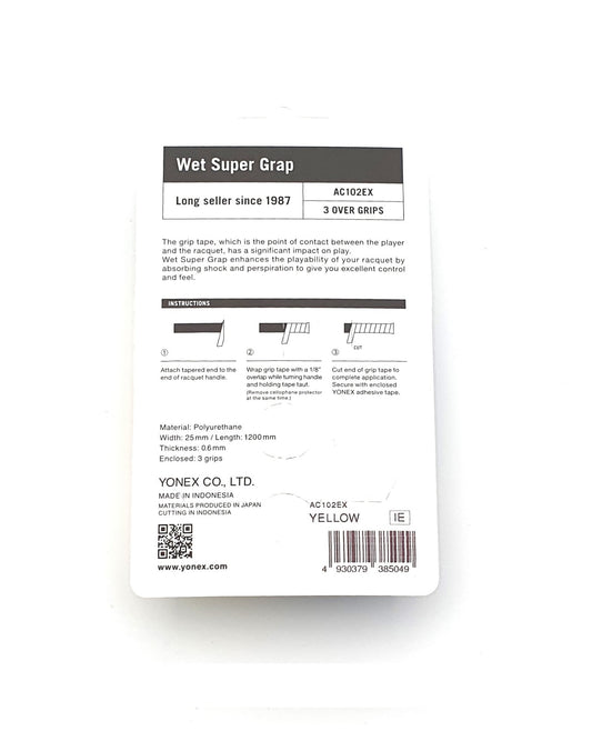 Yonex Wet Super Grap Overgrip 3er Pack Gelb