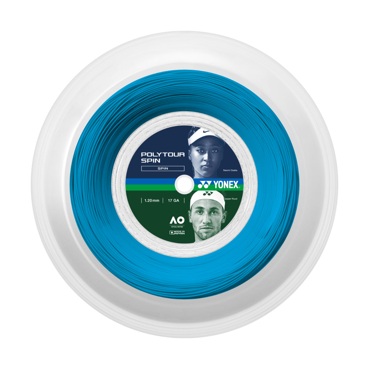 Yonex Poly Tour Spin 1,20 mm Tennissaite 200 m Rolle Blau