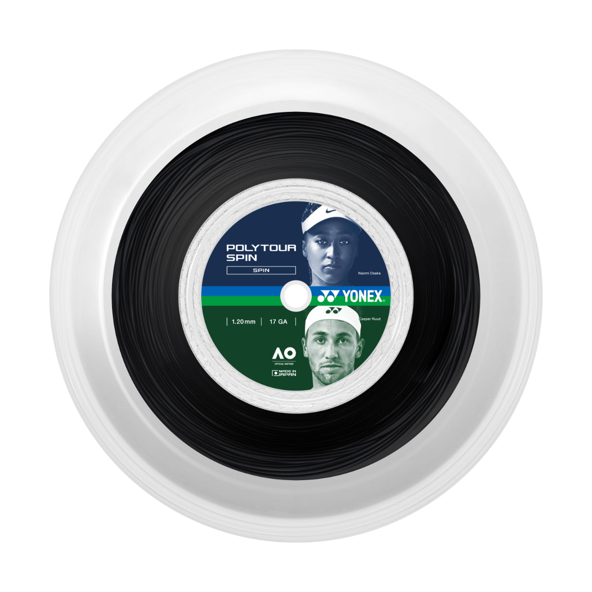 Yonex Poly Tour Spin 1,20 mm Tennissaite 200 m Rolle Schwarz