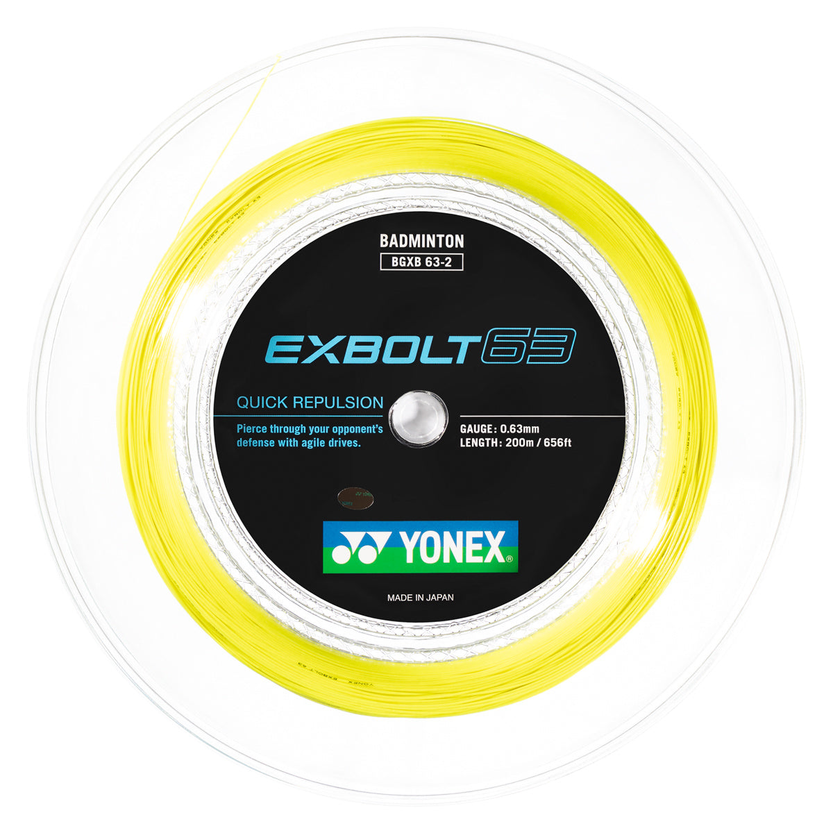 Yonex Exbolt 63 Badmintonsaite 200 m Rolle Gelb
