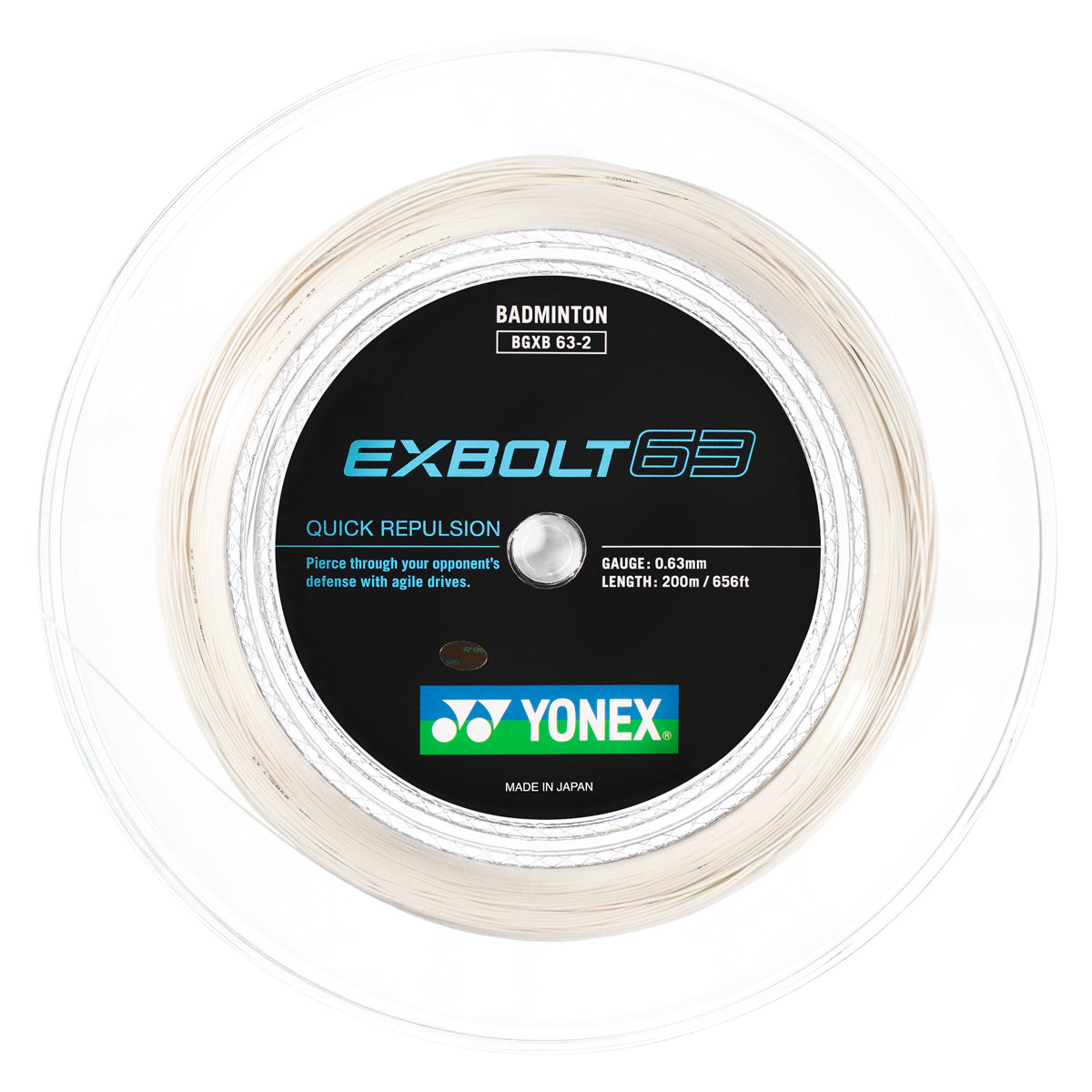 Exbolt 63 Badminton String 200 m Roll White