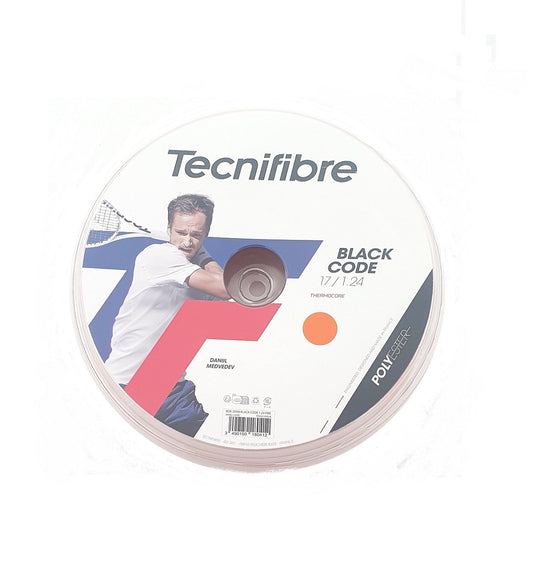 Black Code Fire 1.24 mm Tennis String 200m Reel Orange