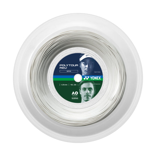 Yonex Poly Tour Rev 1,25 mm Tennissaite 200 m Rolle Weiss