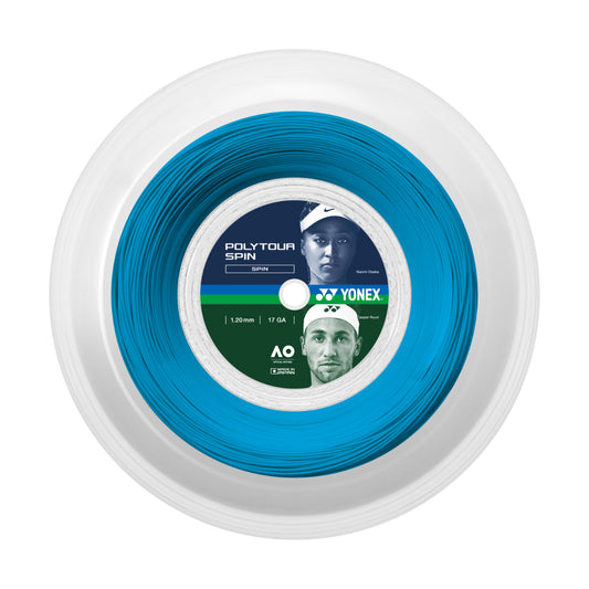 Yonex Poly Tour Spin 1,20 mm Tennissaite 200 m Rolle Blau