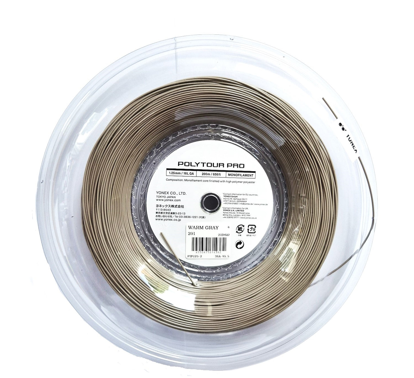 Yonex Poly Tour Pro 1,25 mm Tennissaite 200 m Rolle Warm Grey